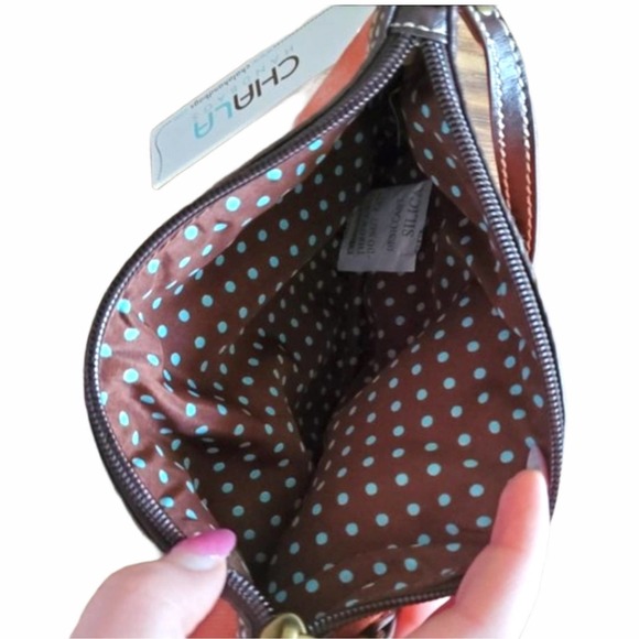 Chala Embroidered Bag with Button Flower Decor Orange Wristlet Purse New NWT - Picture 6 of 8